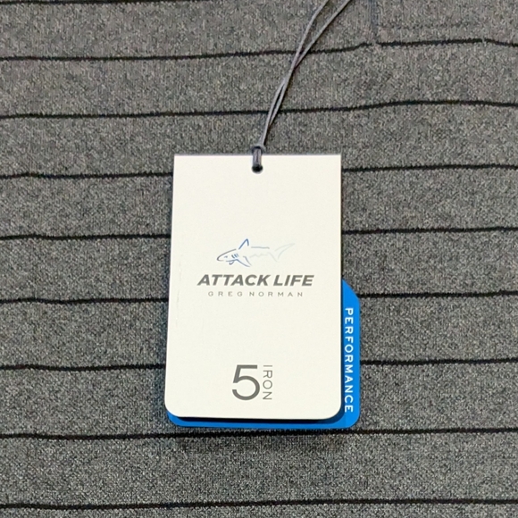 NWT Greg Norman Attack Life Size Small 5 Iron Gray Striped Polo Shirt - Picture 5 of 5